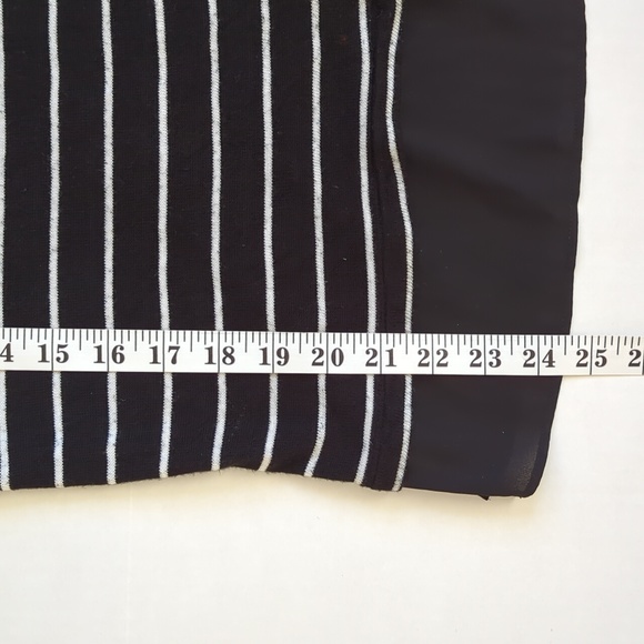 Talbots Striped Rayon Blend Top Large Petite Black White Stripes - Picture 14 of 16